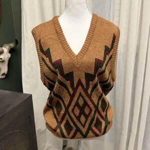 Vintage Geometric Knit Sweater Vest